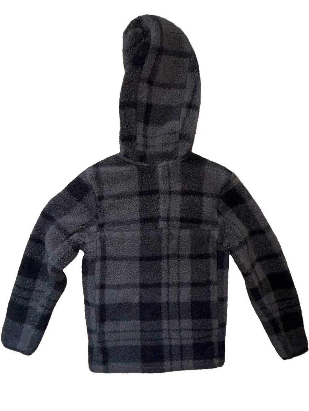 The North Face Kids Black Plaid Hooded Fleece Pullover